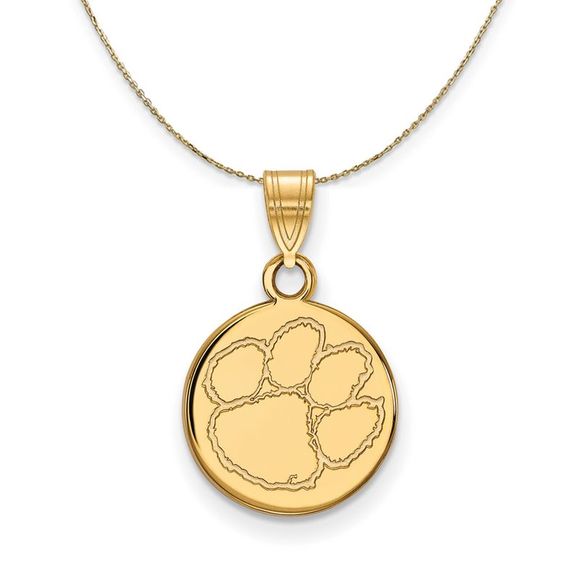 14k Yellow Gold Clemson U Small Disc Necklace - 20 Inch - Picture 1 of 7
